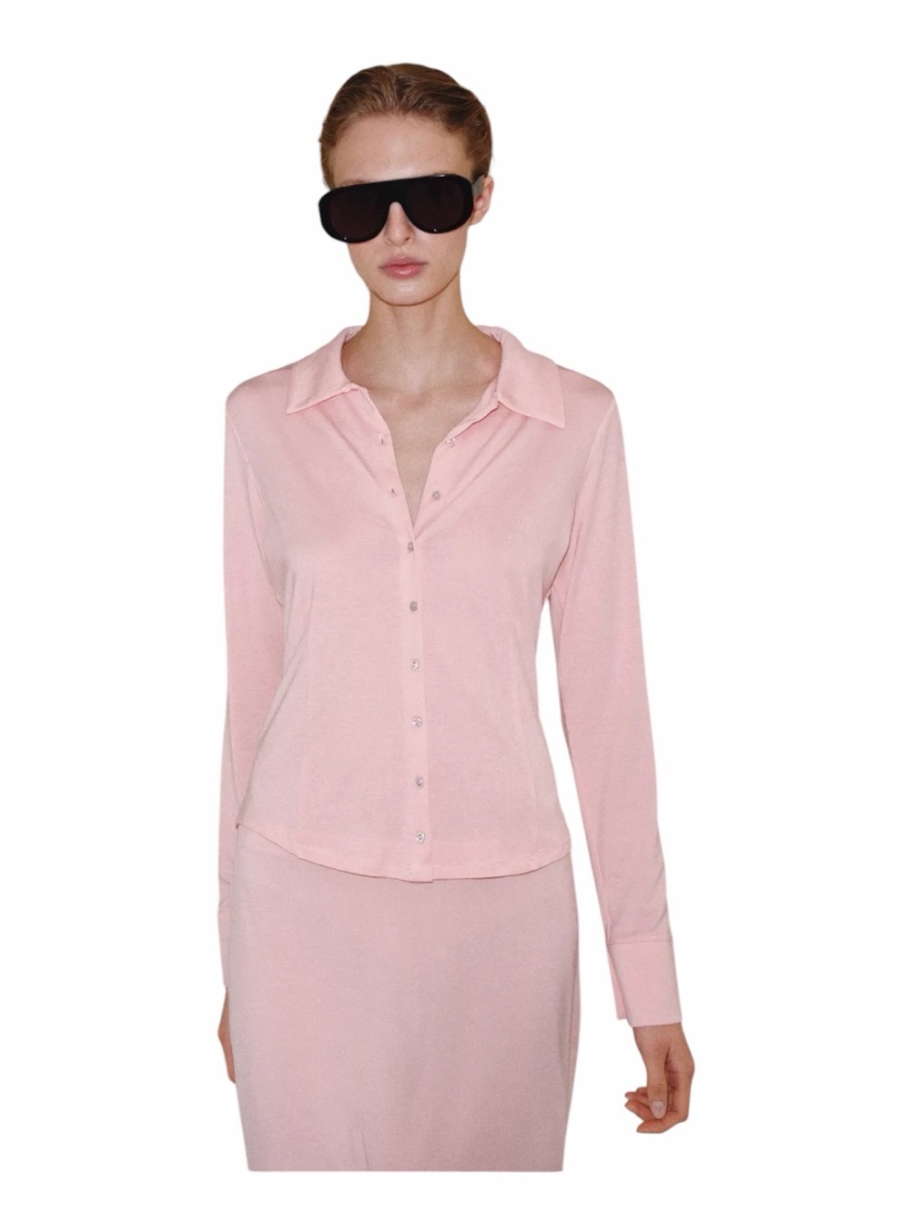 ZARA Flowy Long Sleeve Shirt Pink NWT Size S Lyocell